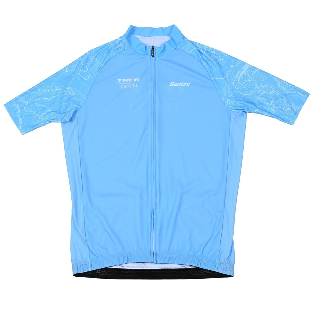 Santini Cycling Jersey Mens Large Blue Trek Travel Short Sleeve Full Zip Italy